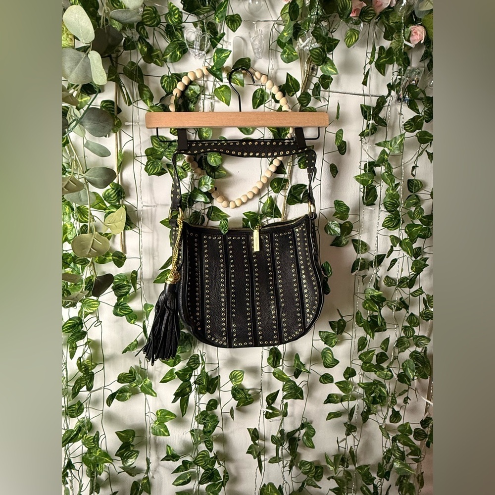 Michael Kors Brooklyn Large Grommet Convertible Hobo Black Leather Bag - Picture 2 of 16